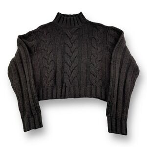 Vintage Basco Gray Cable Knit Wool Blend Long Sleeve Sweater Womens Size Medium